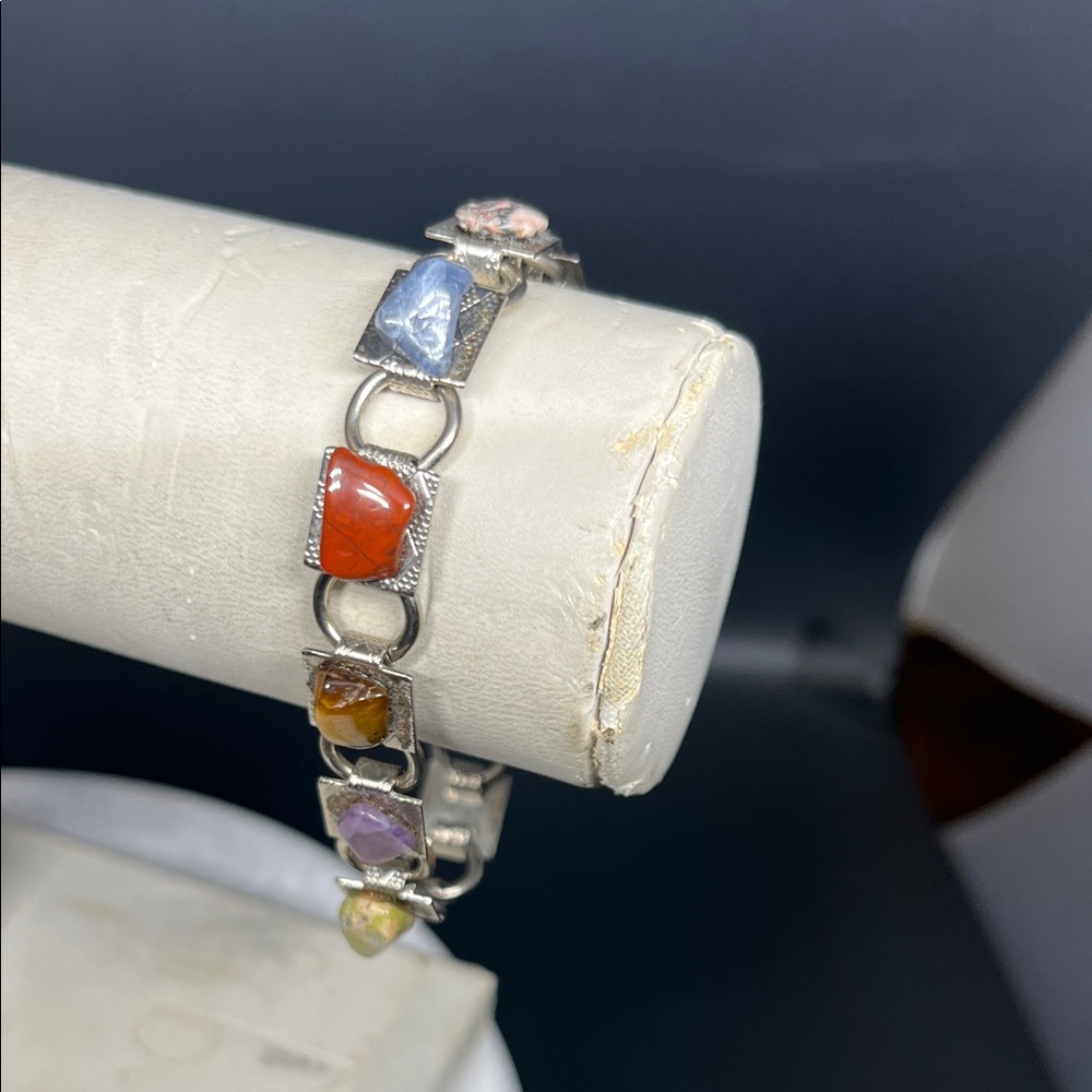 Multicolor Stone Silver Bracelet - image 2
